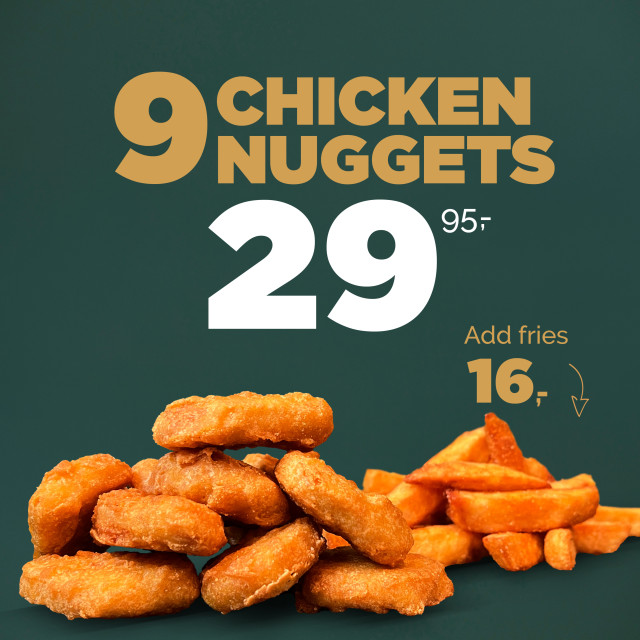 9 Chicken Nuggets kun 29,95 kr. 🍗