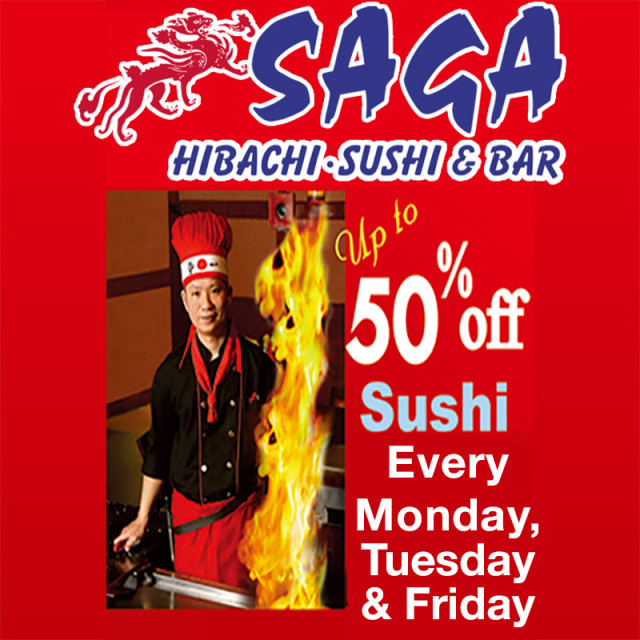 Up to 50% Off Sushi Monday, Tuesday & Friday
