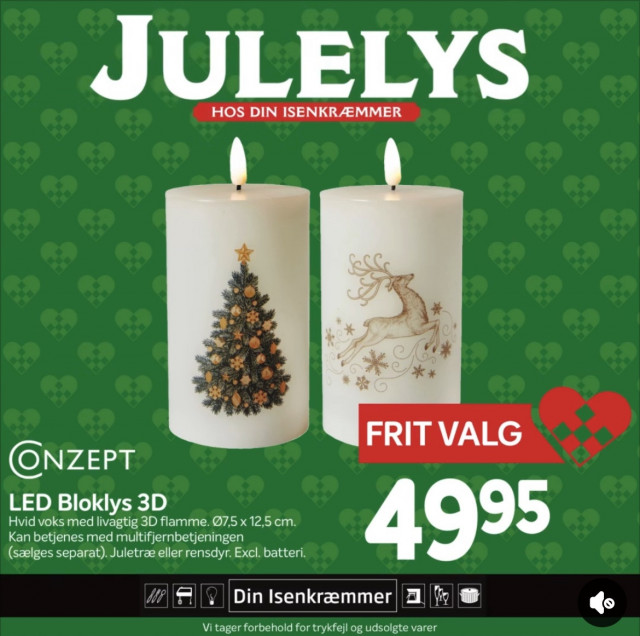 Bloklys m. Julemotiv🕯️