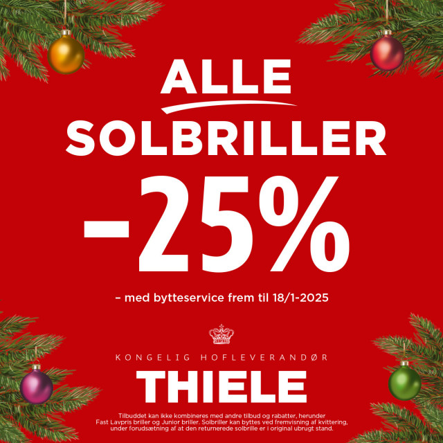 Alle solbriller 25% - med bytteservice