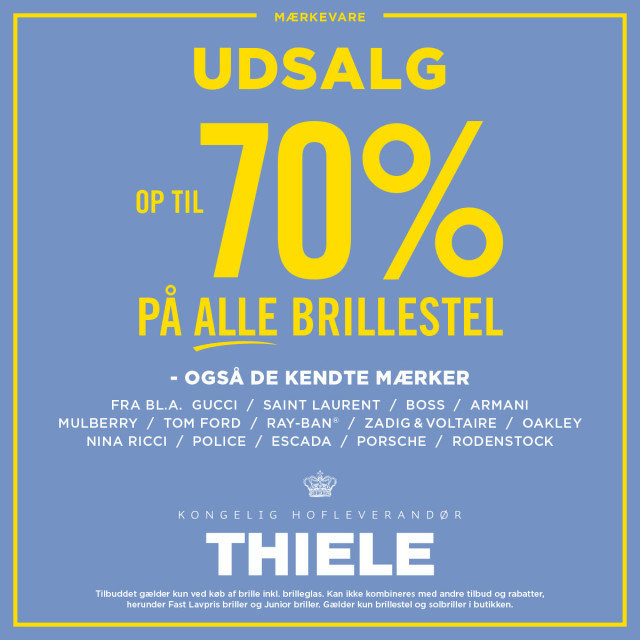 op til 70% på alle brillestel