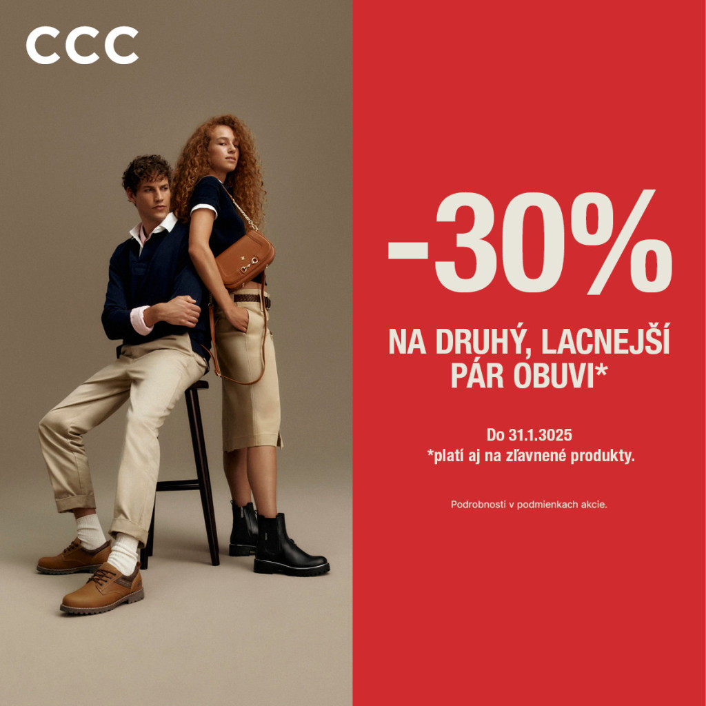 -30 % na druhý pár obuvi v CCC 