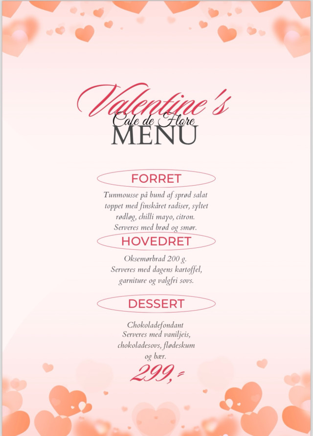 Valentines menu 