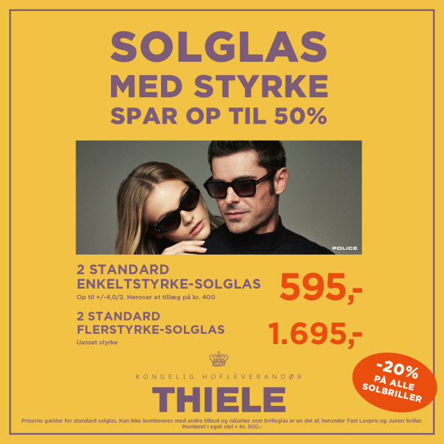Solglas med styrke fra 595,-