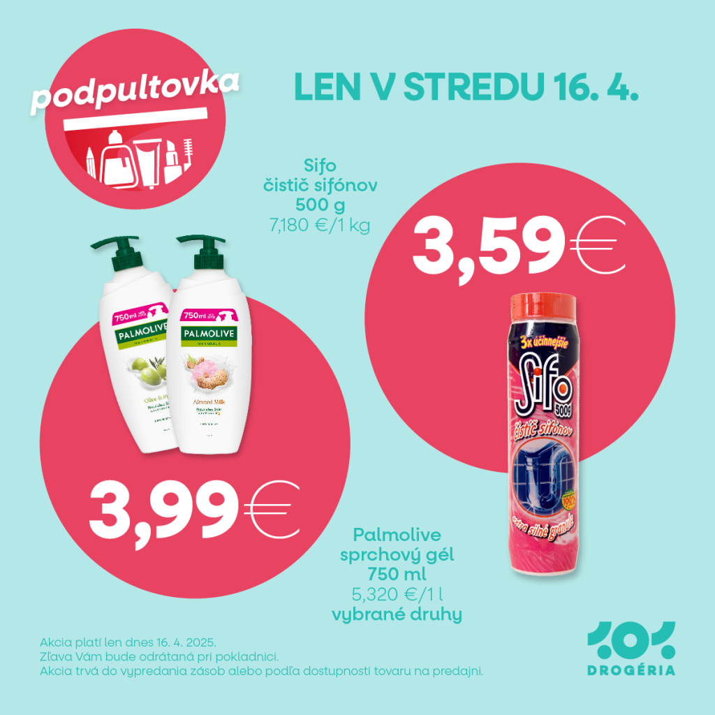 🧼 PODPULTOVKA LEN V STREDU 16. 4.
