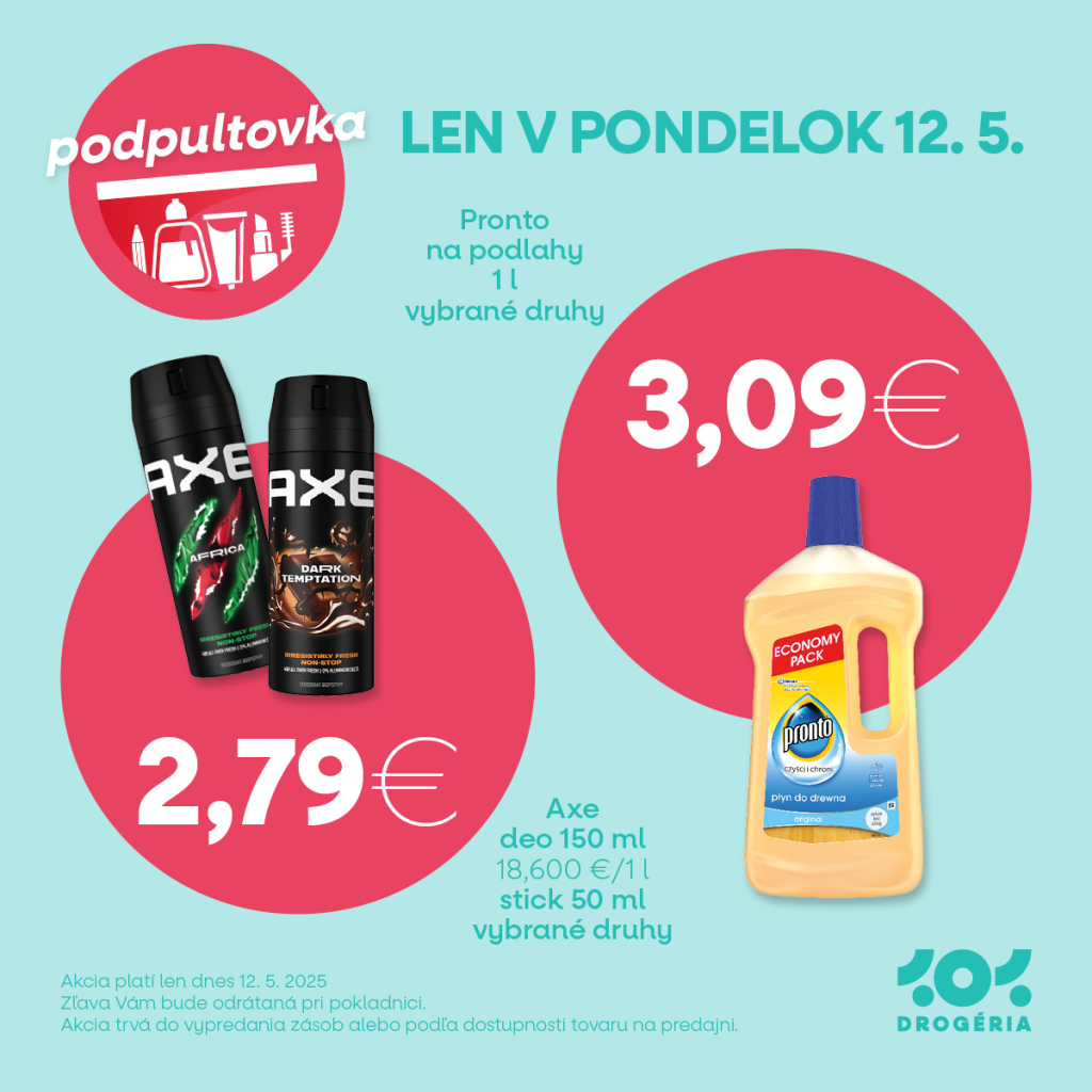 🧼 PODPULTOVKA LEN V PONDELOK 12. 5. 🧼