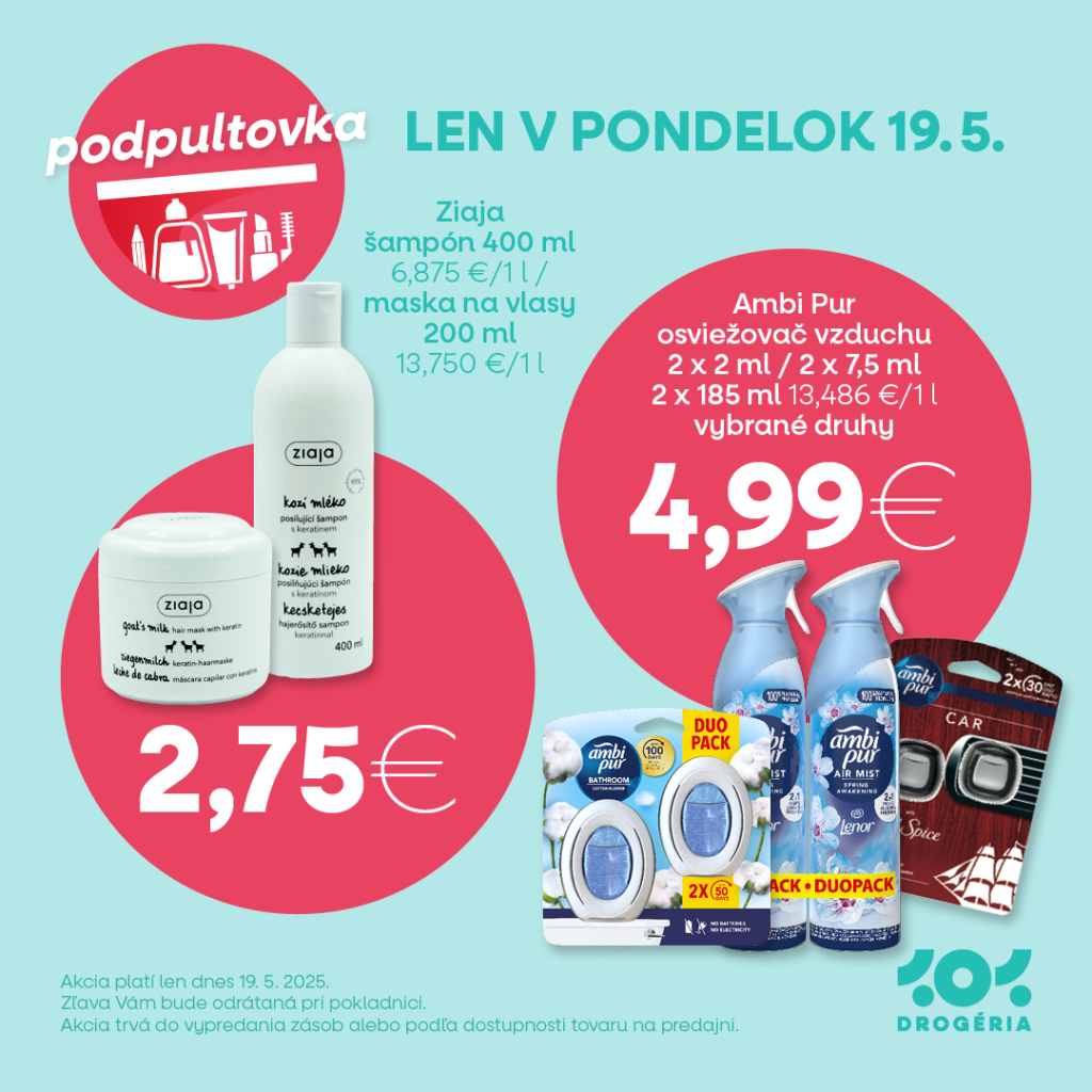 🛍️ PODPULTOVKA LEN V PONDELOK 19. 5.