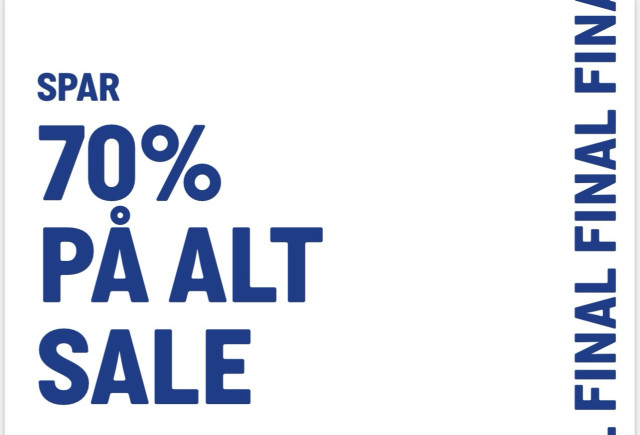 SPAR 70% PÅ ALT SALE 