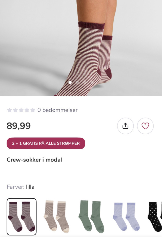 2+1 gratis på alle strømper 