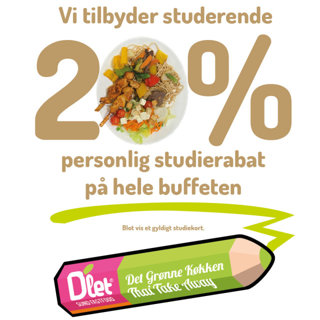 20% PERSONLIG studierabat på buffeten