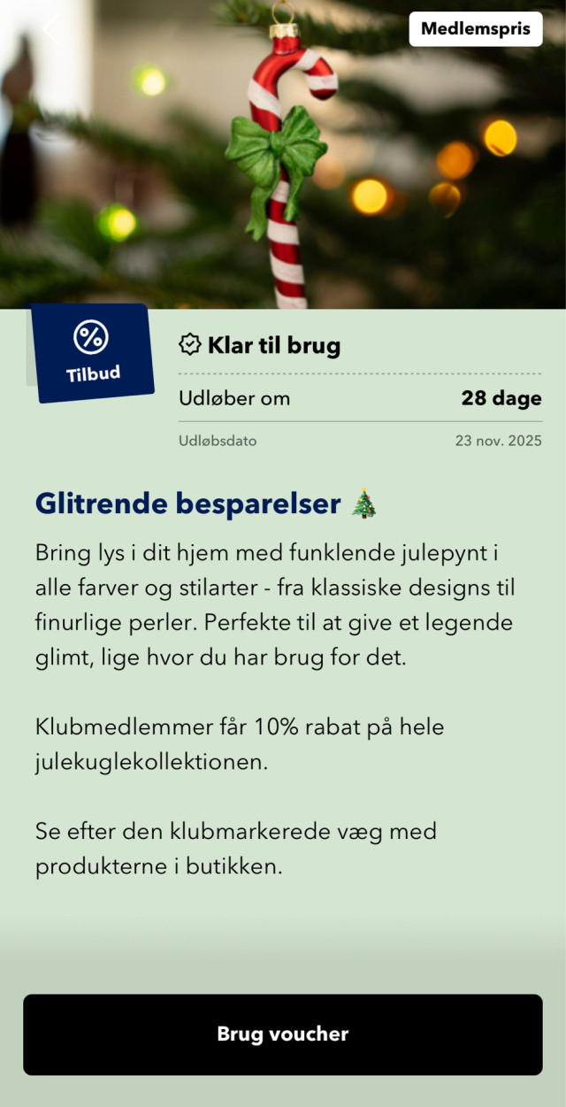 10% på julekugler for klubmedlemmer