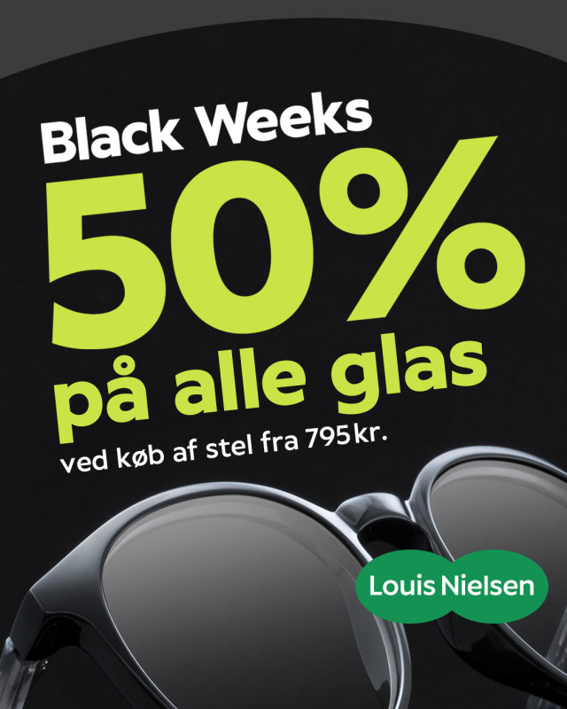 50% på alle glas fra 795 kr.