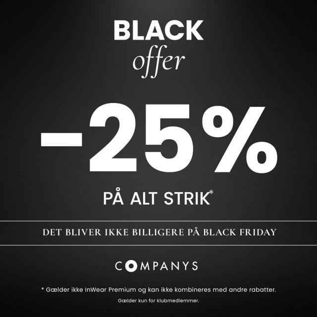 Black offer | 25% på alt strik 🖤