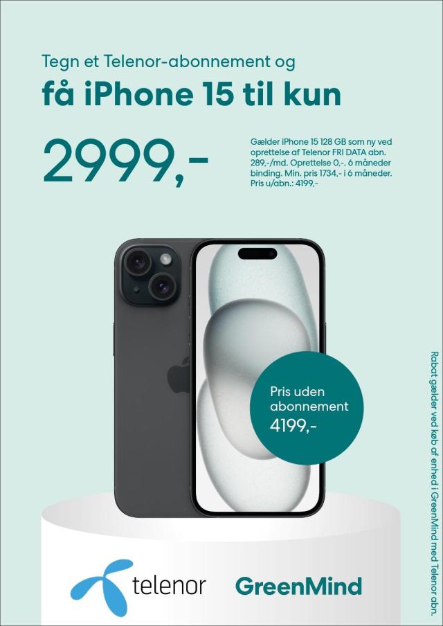 iPhone 15 til kun 2999,-