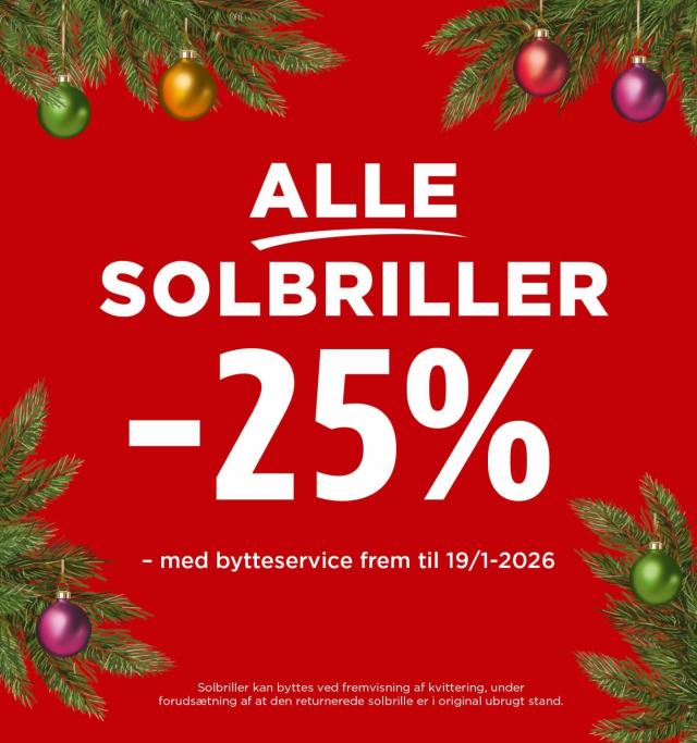 Spar 25% på alle solbriller hos Thiele!
