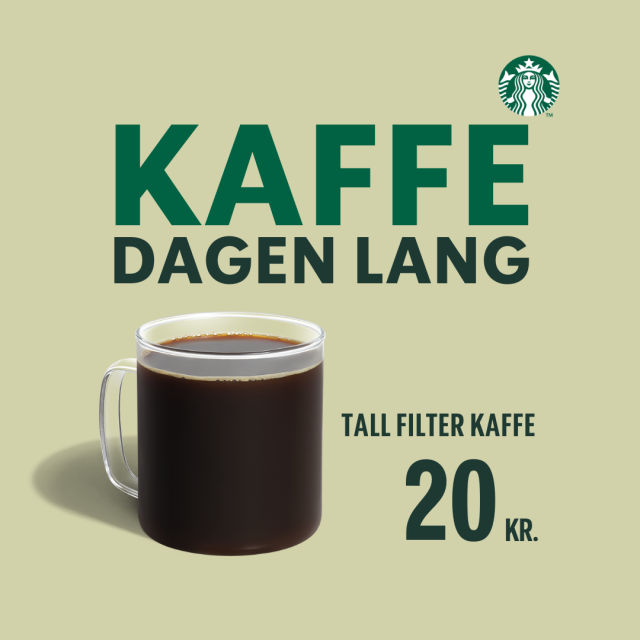 Filter kaffe 20 kr.