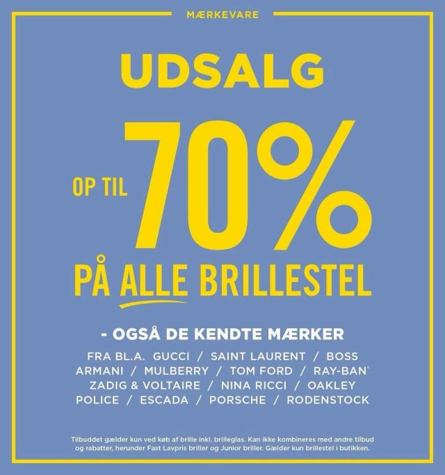 Spar op til 70% på ALLE brillestel!   