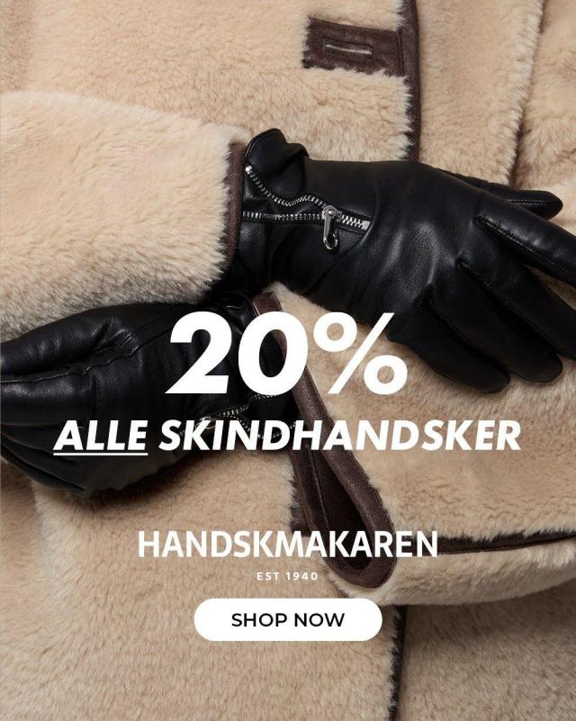 20% på alle dame- og herreskindhandsker💚