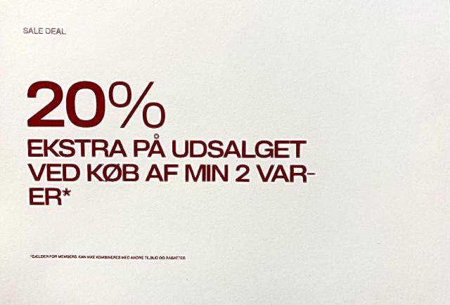 20% på alt udsalg
