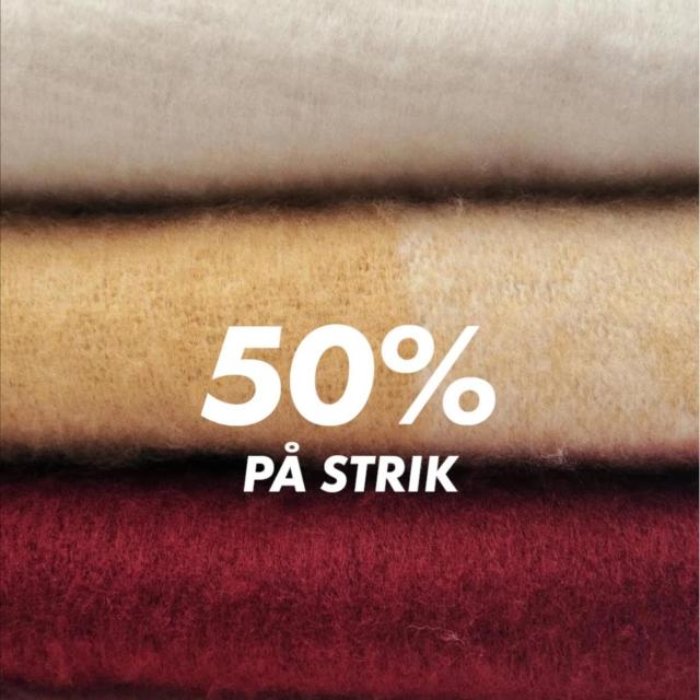 Spar 50% på alt strik🧣