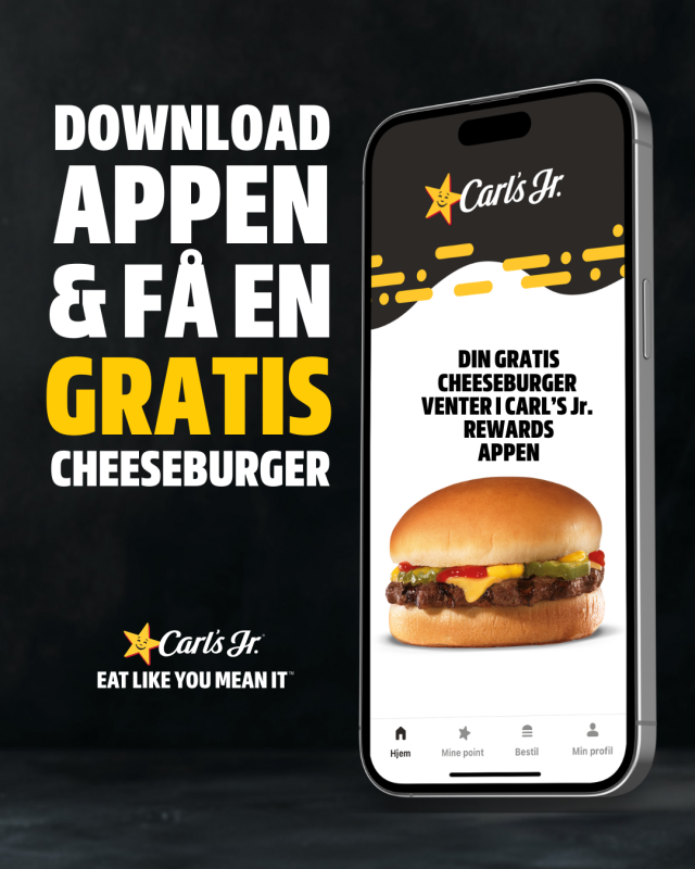 Hent Carl's Jr. appen og få en gratis cheeseburger