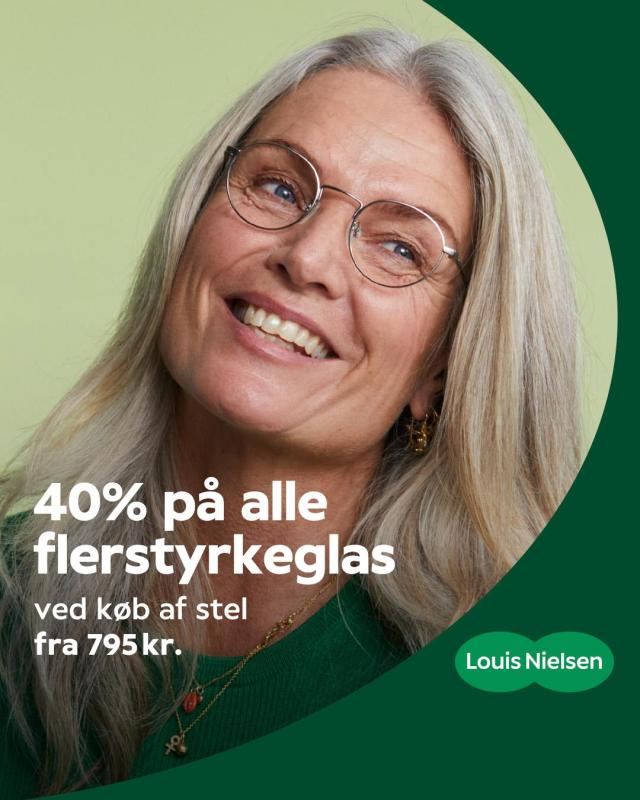 40% rabat på flerstyrkeglas ved køb af stel fra 795 kr.