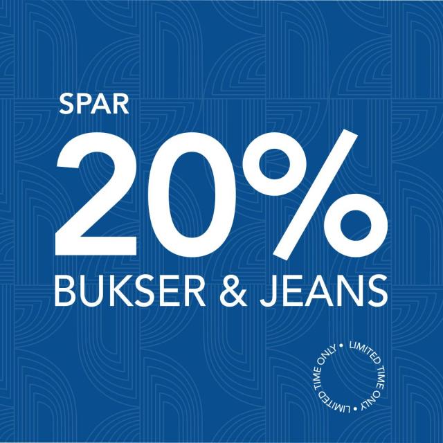 20 % på alle bukser og jeans til dame👖💖