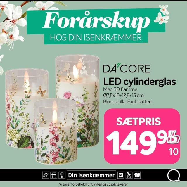 Cylinderglassæt  m.lys og blomster🌷 