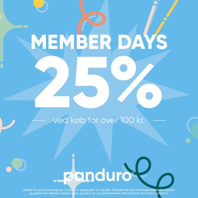 Member Days 25% ved køb for over 100 kr.