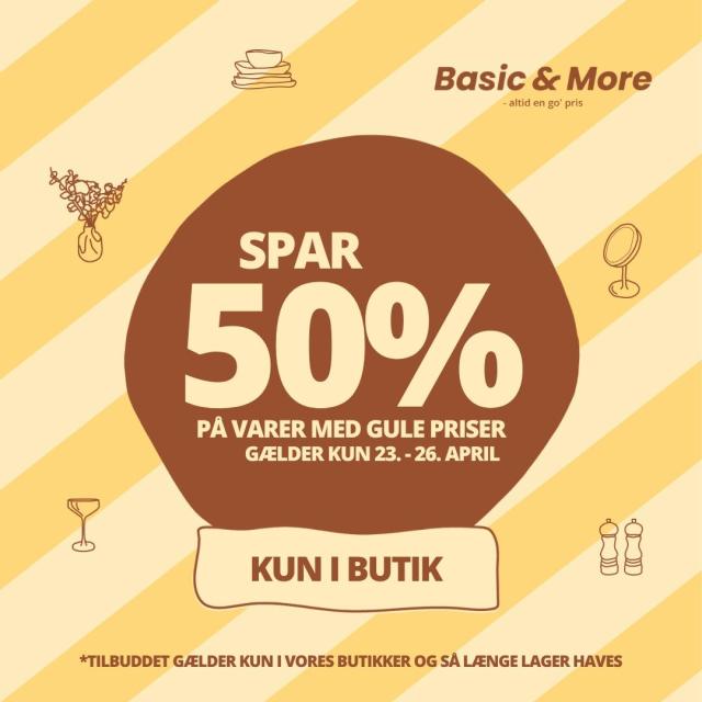 Spar 50 % på GULE PRISER 💛