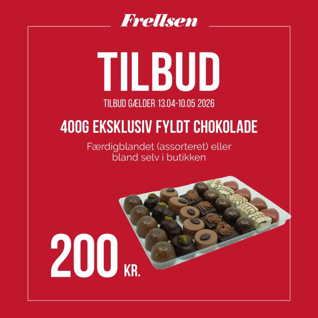 Tilbud fyldt chokolade 400g