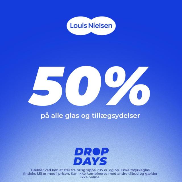 Spar 50% på alle glas og tillægsydelser