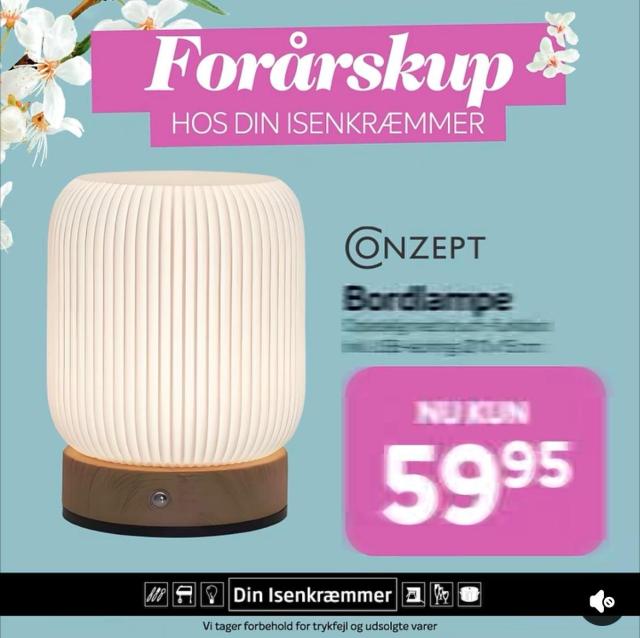 Opladelig bordlampe