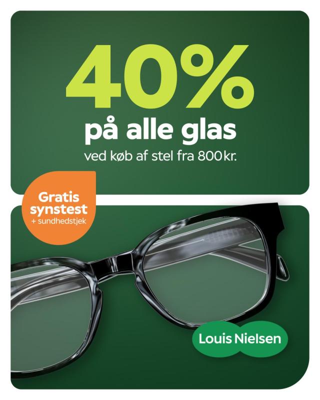 Få 40% på alle glas ved køb af stel fra 800 kr.