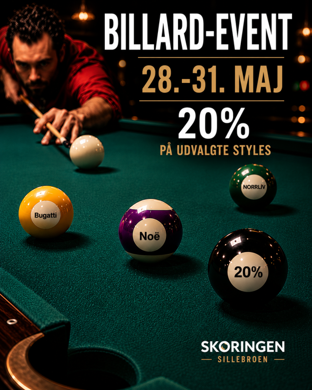 🎱 Spar 20% på Bugatti, Noë og Norrliv til billard-eventet