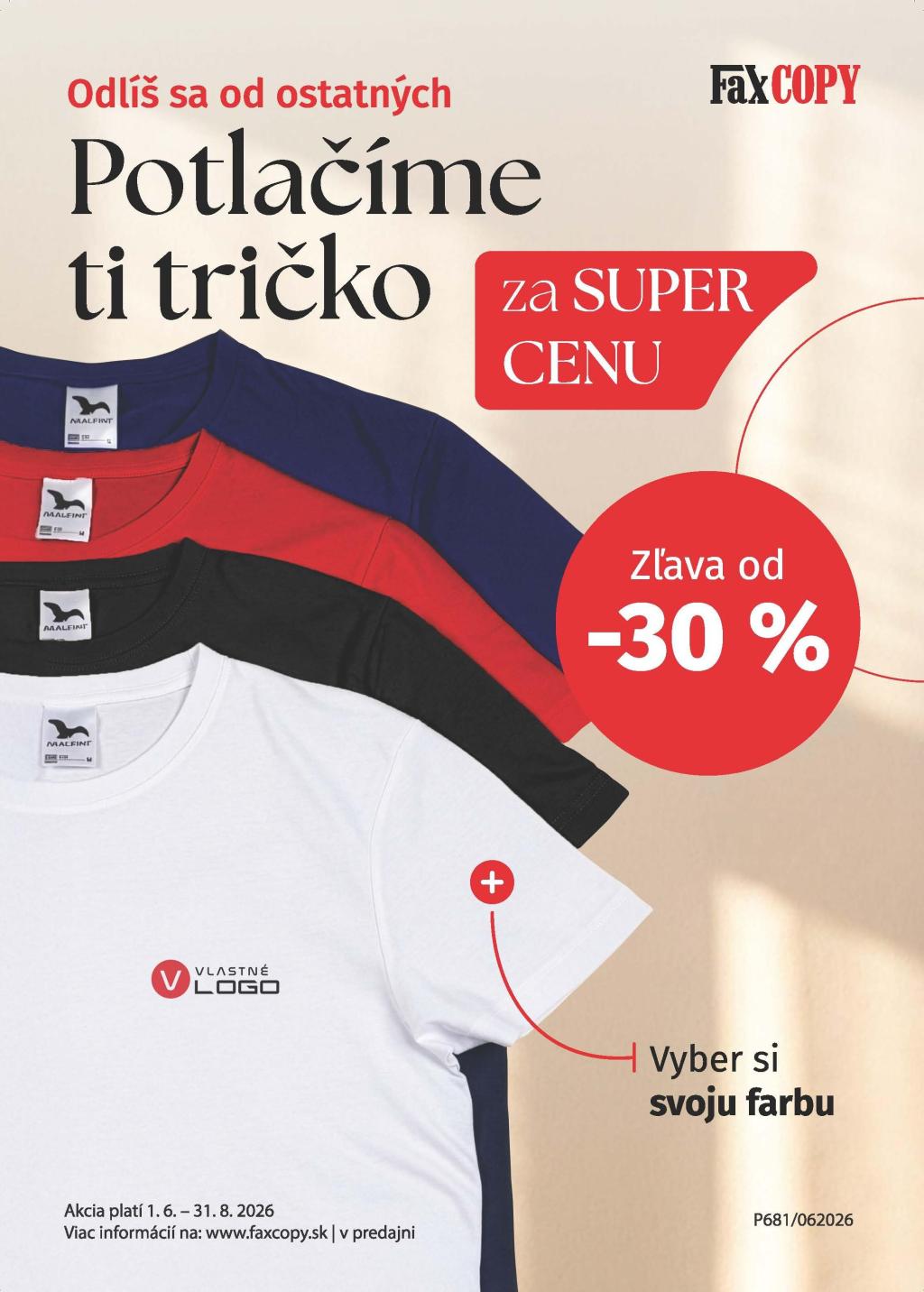 Potlač tričiek - 30% zľava