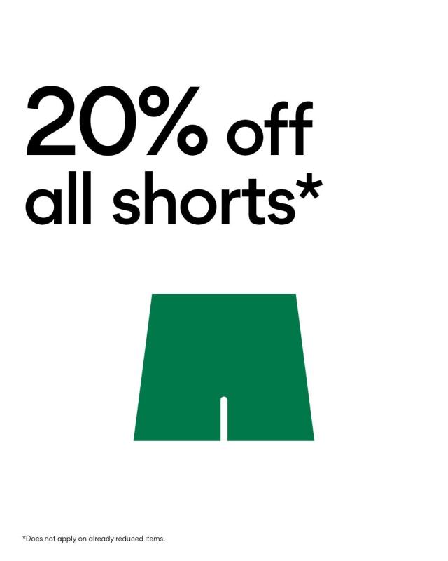 20% på alle shorts  d.25/6 - d.2/8