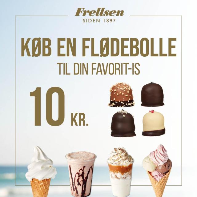 Køb en flødebolle til din favorit-is 10 kr.