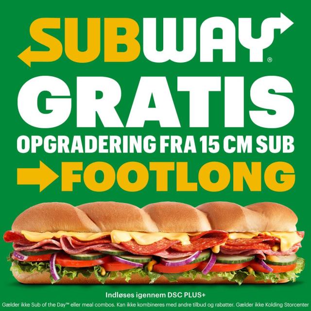 Gratis opgradering til Footlong!
