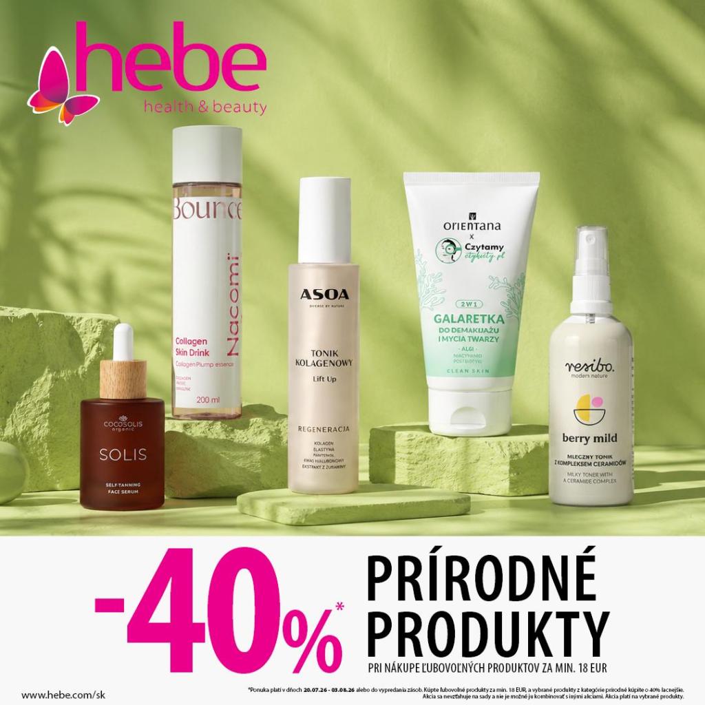 -40% PRÍRODNÉ PRODUKTY PRI NÁKUPE ĽUBOVOĽNÝCH PRODUKTOV ZA M