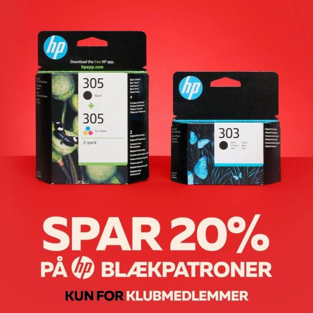 -20% på HP blæk 
