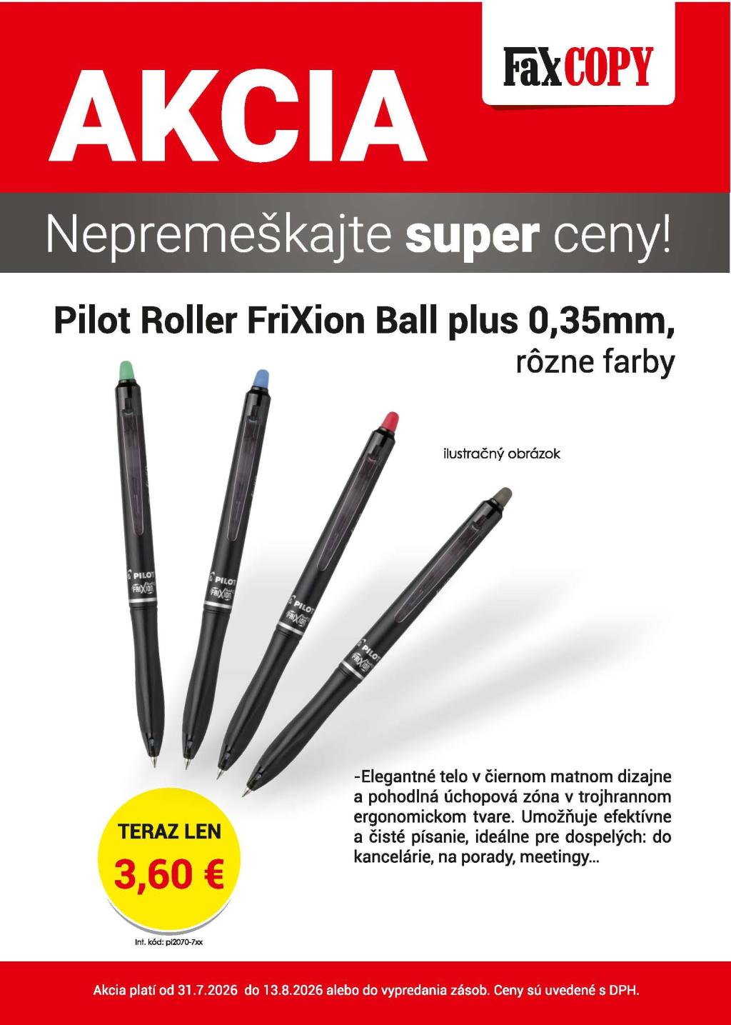 AKCIA - Pilot Roller FriXion Ball za 3,60€