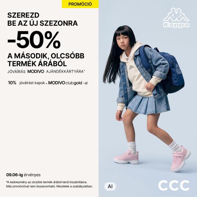 -50% a második, olcsóbb termék árából