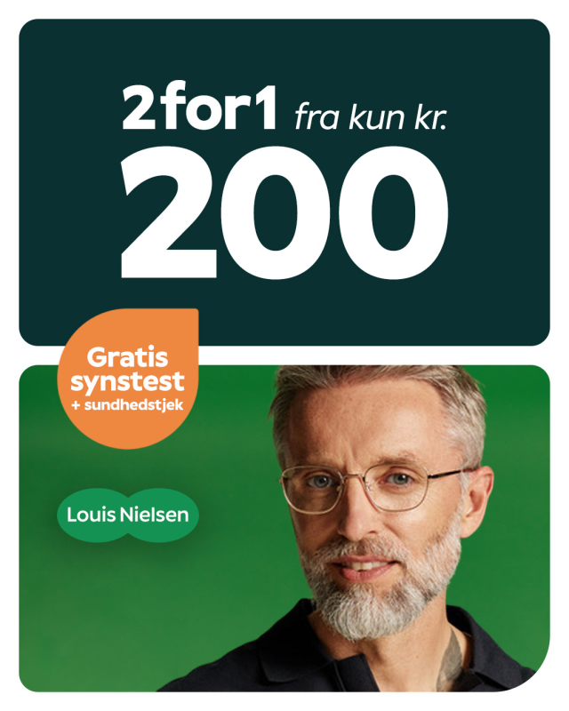 Få 2for1, når du køber briller fra kun 200 kr.