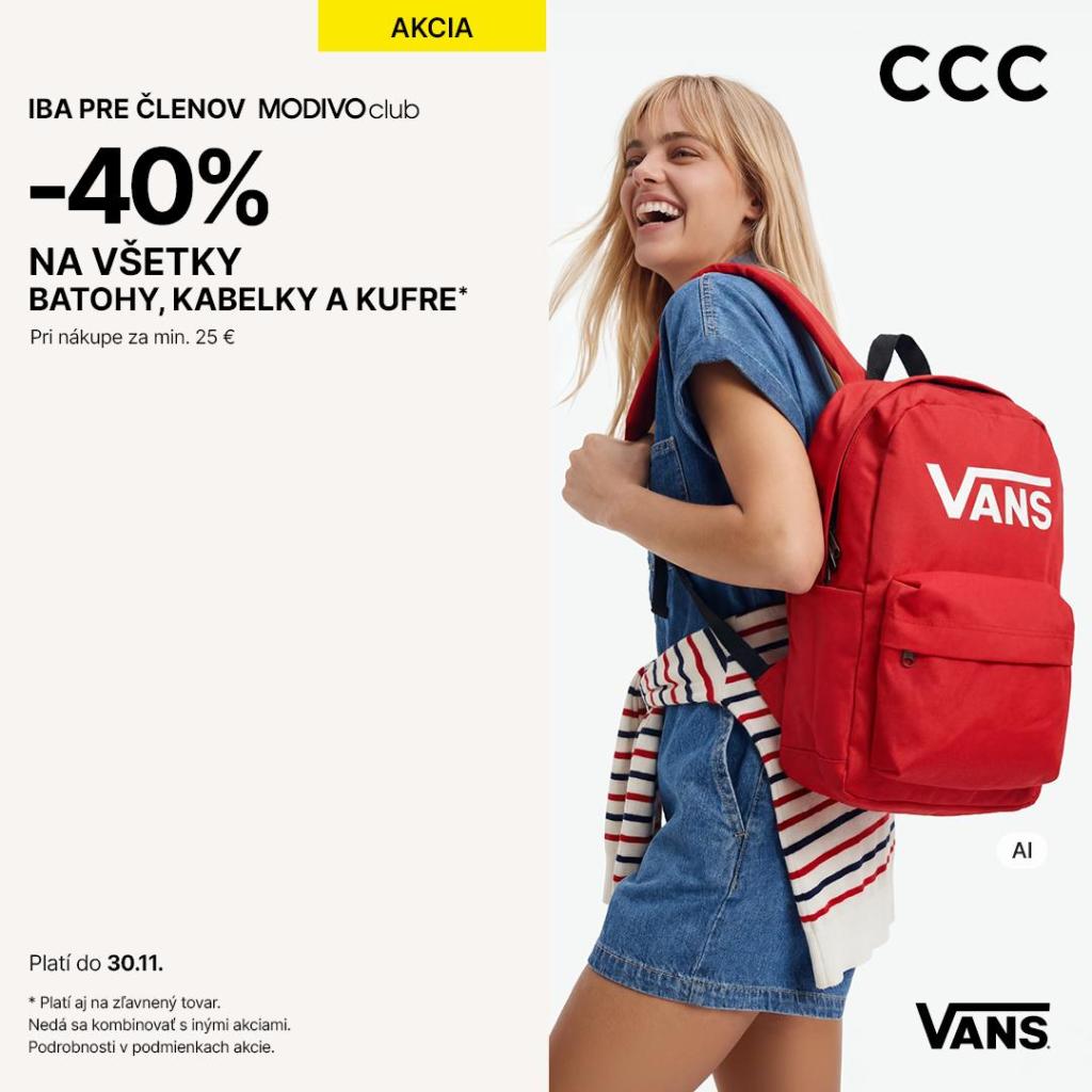 -40 % na tašky, batohy a kufre v CCC!