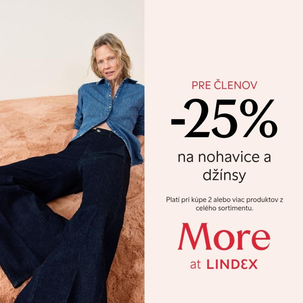 25% zľava na nohavice a džínsy