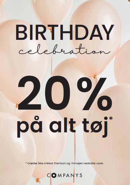 Fødselsdag | Spar 20% på alt tøj*🎉