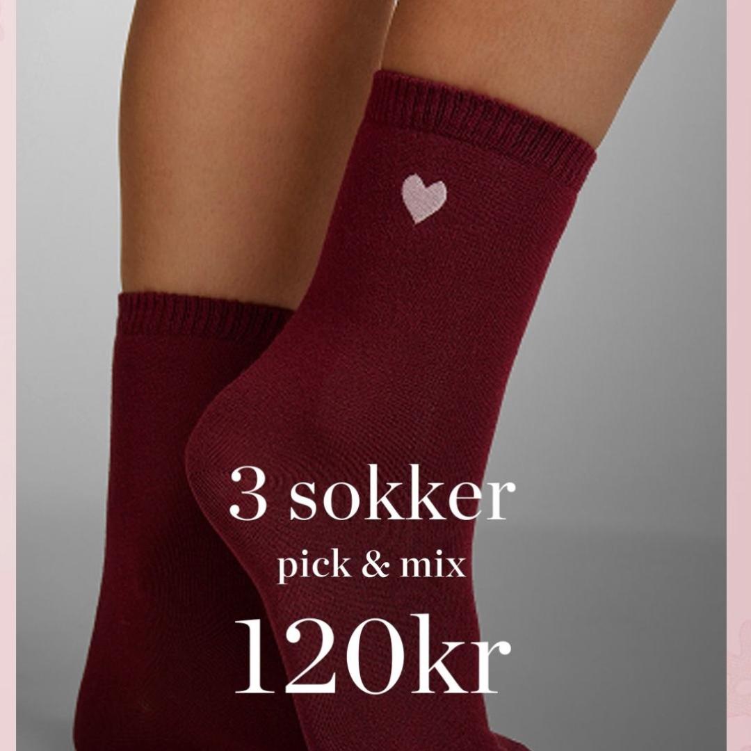 3 sokker til 120 kr.