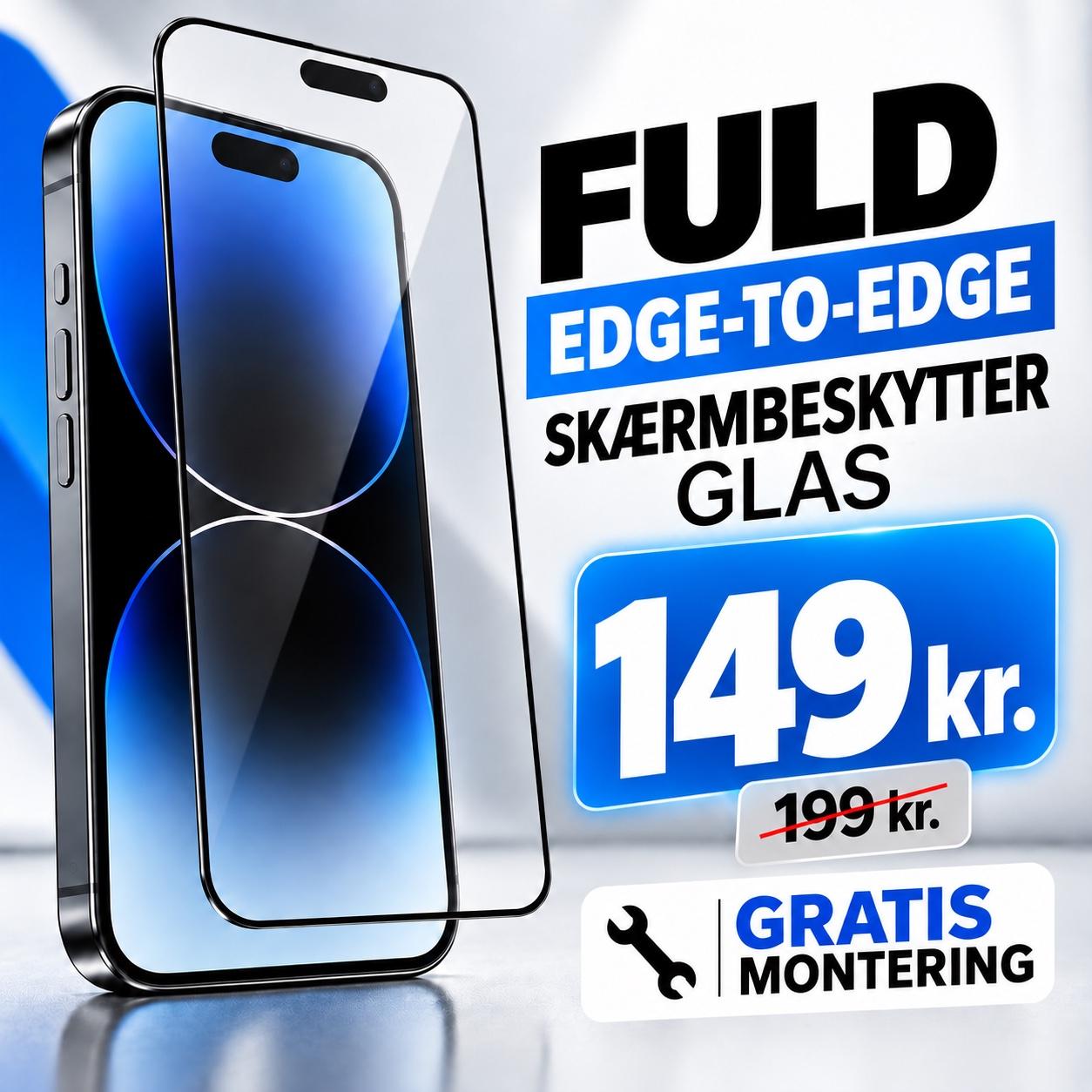Fuld Edge-to-Edge Sk&aelig;rmbeskytter &ndash; Glas