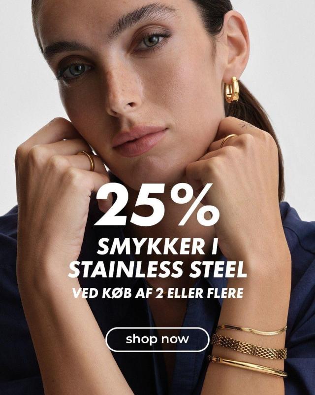 25%  v/køb af 2 eller flere stål smykker